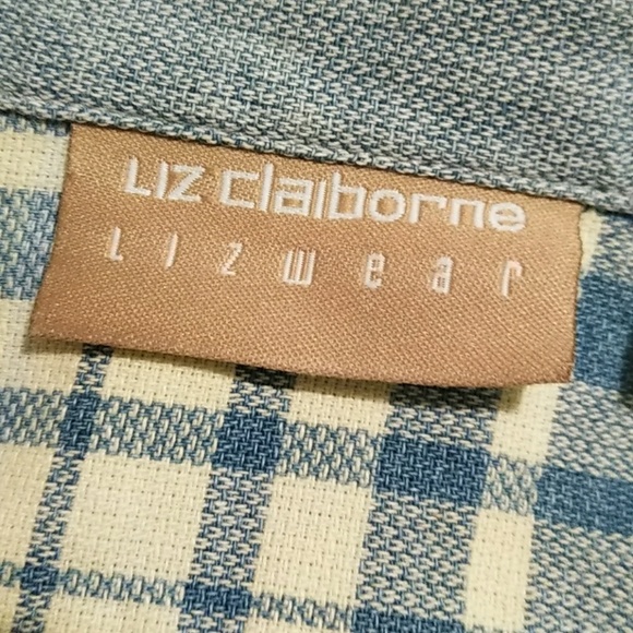 Vintage Liz Claiborne Zipper Front Plaid Top L - Picture 5 of 8